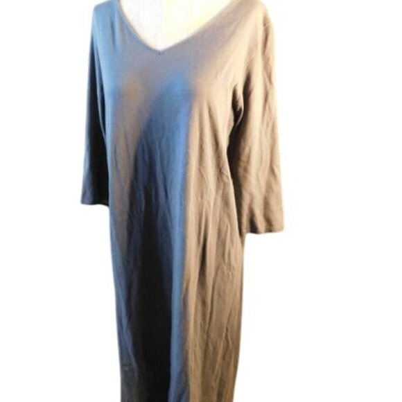 J. Jill Size L Large Gray V-neck Knit Classic Versatile Midi Elbow Length Dress - Picture 2 of 4